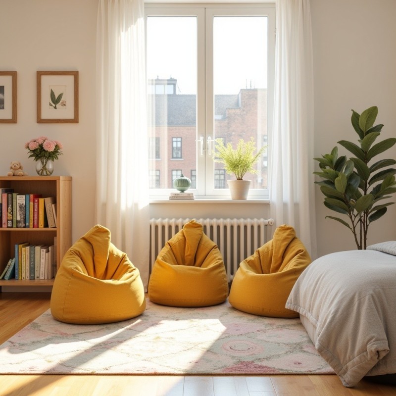 Pufa Dla Dzieci Worek Żółta ARA L – wygodna i niedroga | Domyou