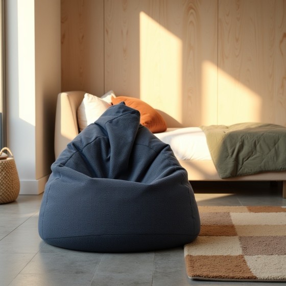 Pufa Worek Granatowa ARA L – niedroga, wygodna i stylowa | Domyou