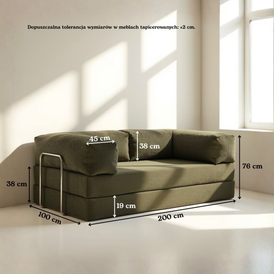 Sofa 2-osobowa NESTI Zielony Sztruks - elegancka i wygodna | Domyou