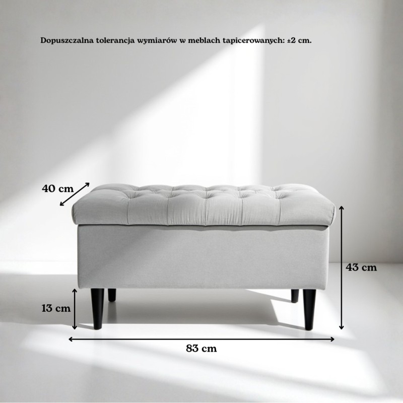 Ławka Pikowana z Pojemnikiem Granatowa do Przedpokoju CHESTER