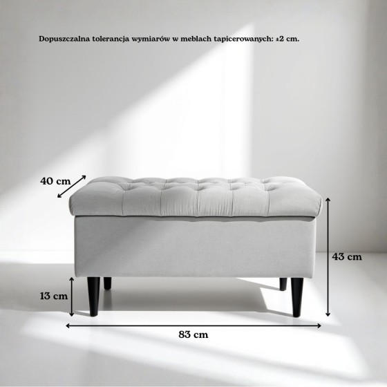 Ławka Pikowana z Pojemnikiem Granatowa do Przedpokoju CHESTER