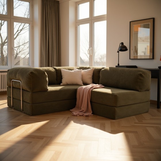 Narożnik 3-osobowy Zielony NESTI MINI | Domyou