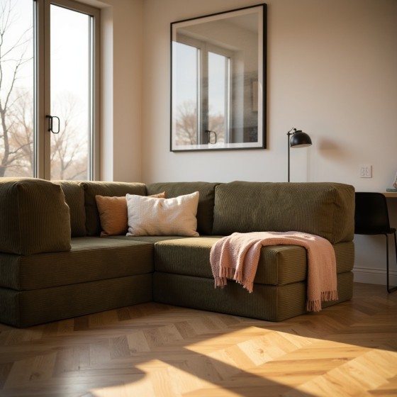 Narożnik 3-osobowy Zielony NESTI MINI | Domyou