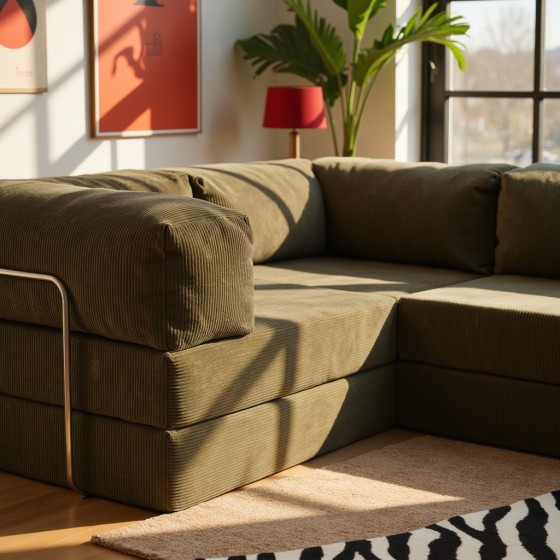 Narożnik 3-osobowy Zielony NESTI MINI | Domyou