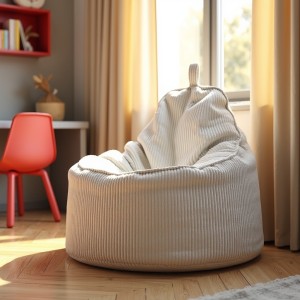 Pufa Worek Z Oparciem Biały Sztruks ALTI