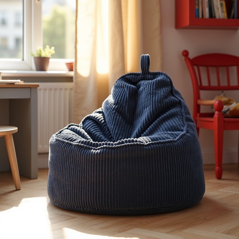 Pufa Worek Z Oparciem Granatowy Sztruks ALTI - wygodna i stylowa | Domyou.pl