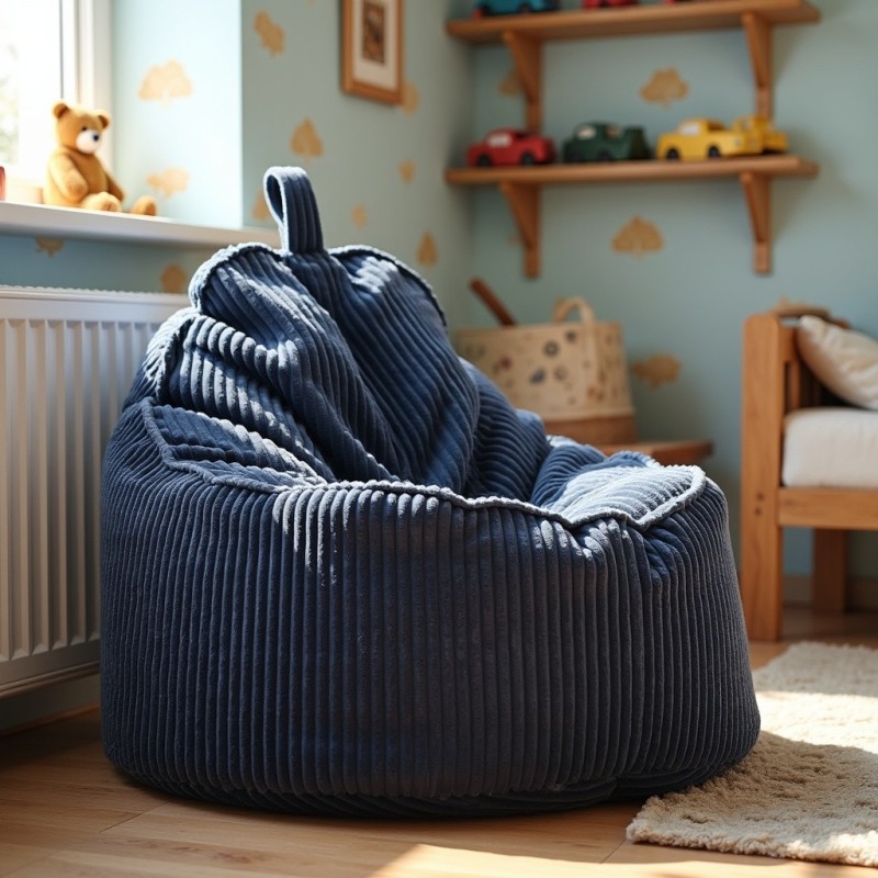 Pufa Worek Z Oparciem Granatowy Sztruks ALTI - wygodna i stylowa | Domyou.pl