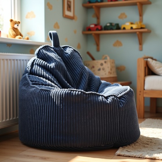 Pufa Worek Z Oparciem Granatowy Sztruks ALTI - wygodna i stylowa | Domyou.pl