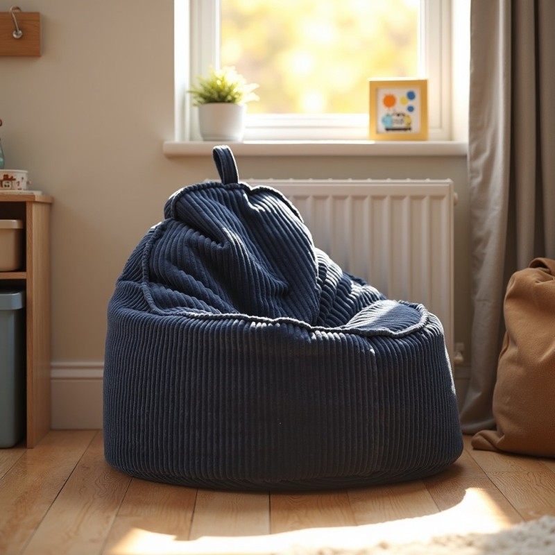 Pufa Worek Z Oparciem Granatowy Sztruks ALTI - wygodna i stylowa | Domyou.pl