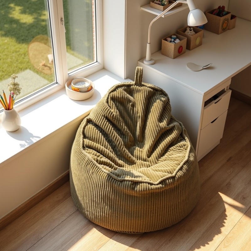 Pufa Worek Z Oparciem Zielony Sztruks ALTI