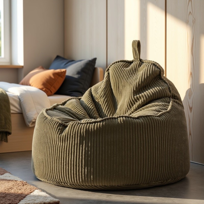 Pufa Worek Z Oparciem Zielony Sztruks ALTI