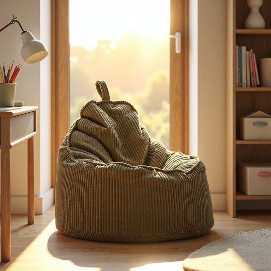 Pufa Worek Z Oparciem Zielony Sztruks ALTI