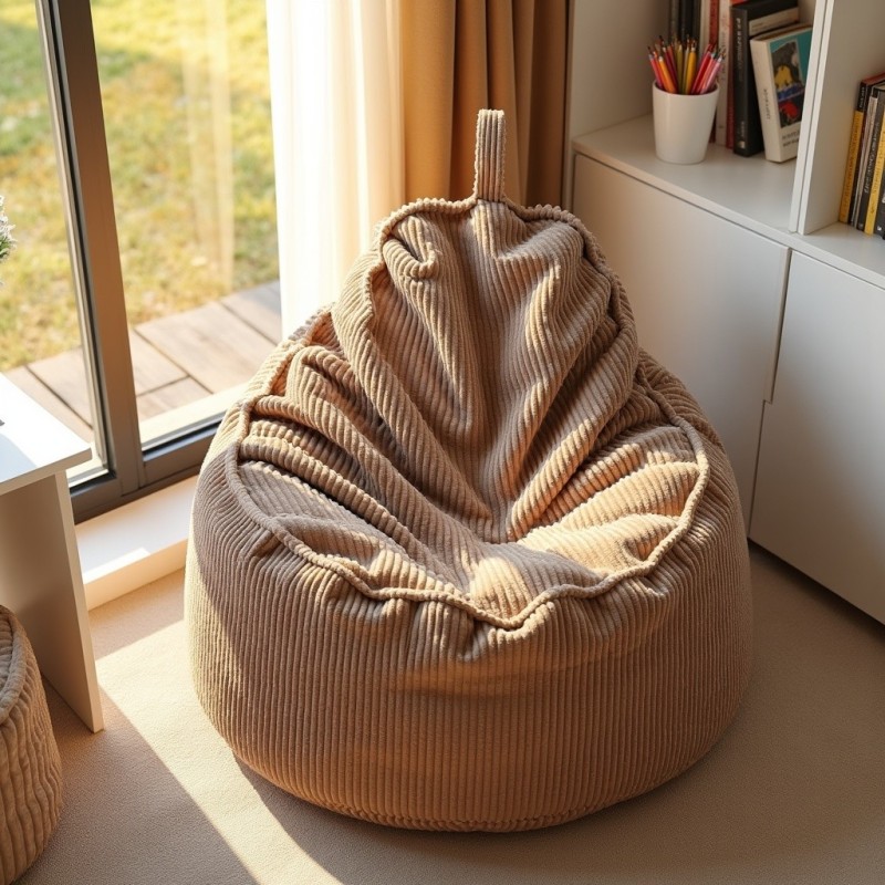 Pufa Worek Z Oparciem Jasny Brąz Sztruks ALTI