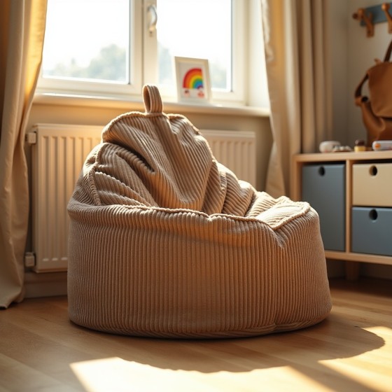 Pufa Worek Z Oparciem Jasny Brąz Sztruks ALTI