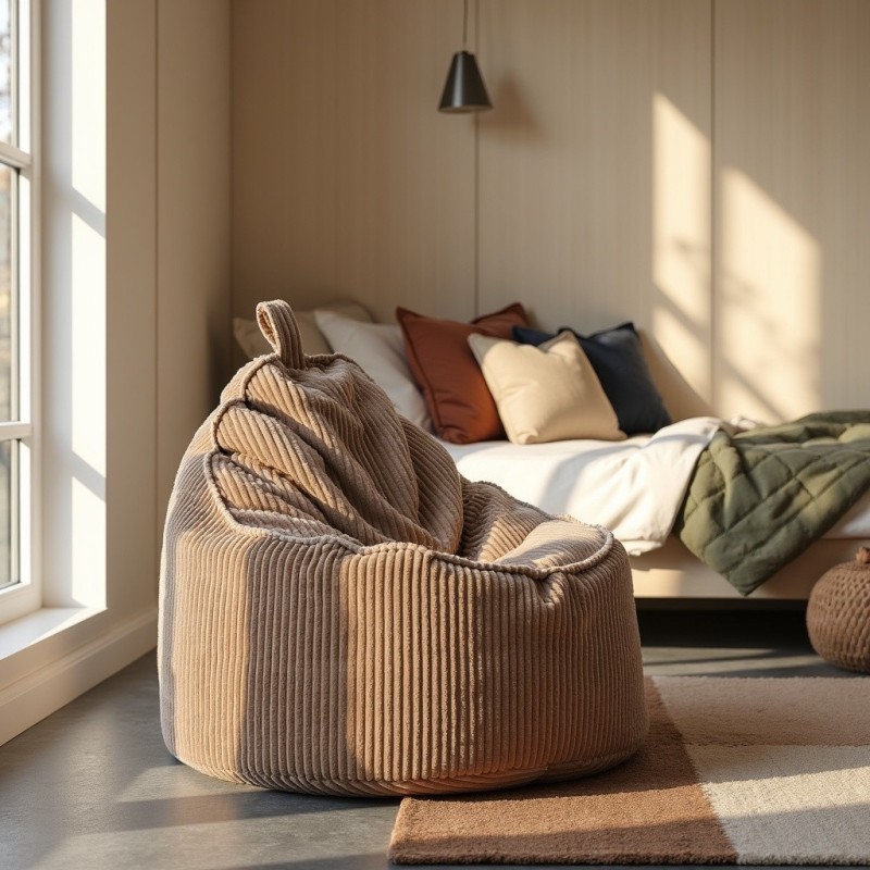 Pufa Worek Z Oparciem Jasny Brąz Sztruks ALTI