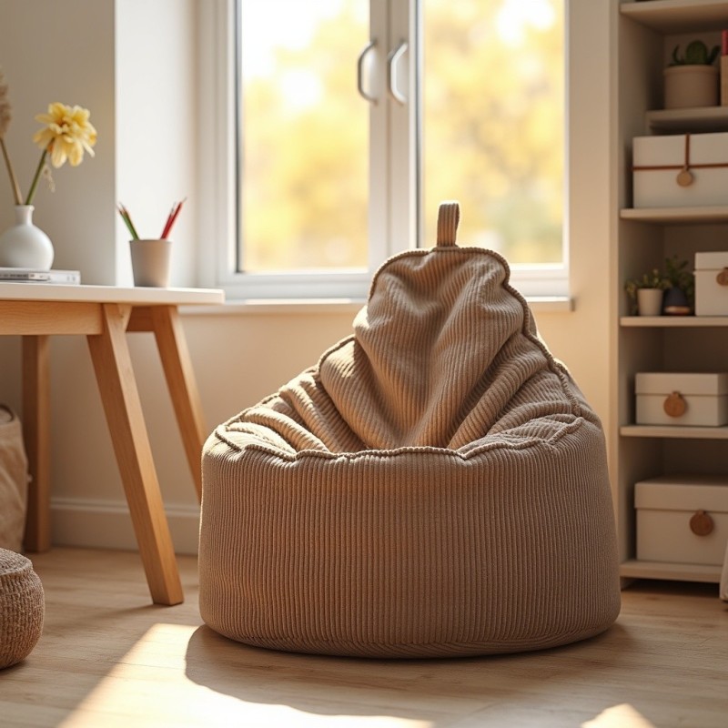 Pufa Worek Z Oparciem Jasny Brąz Sztruks ALTI