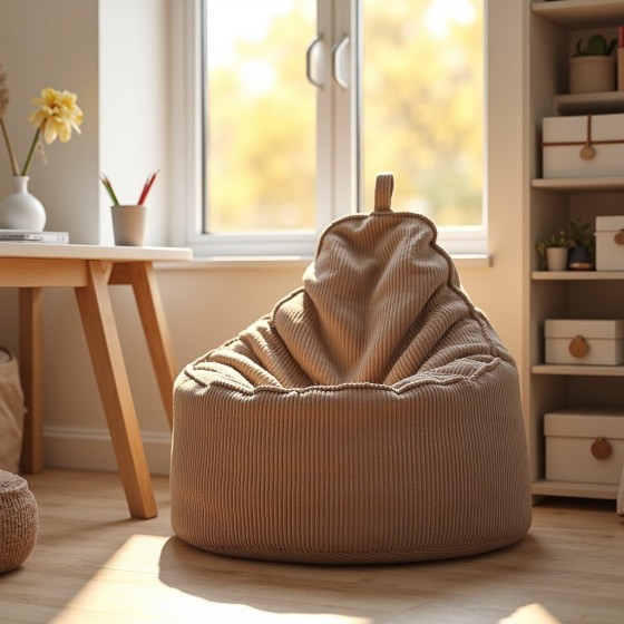 Pufa Worek Z Oparciem Jasny Brąz Sztruks ALTI