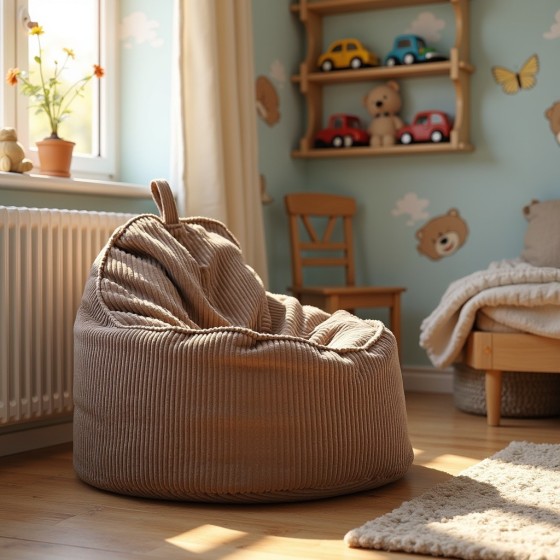 Pufa Worek Z Oparciem Jasny Brąz Sztruks ALTI