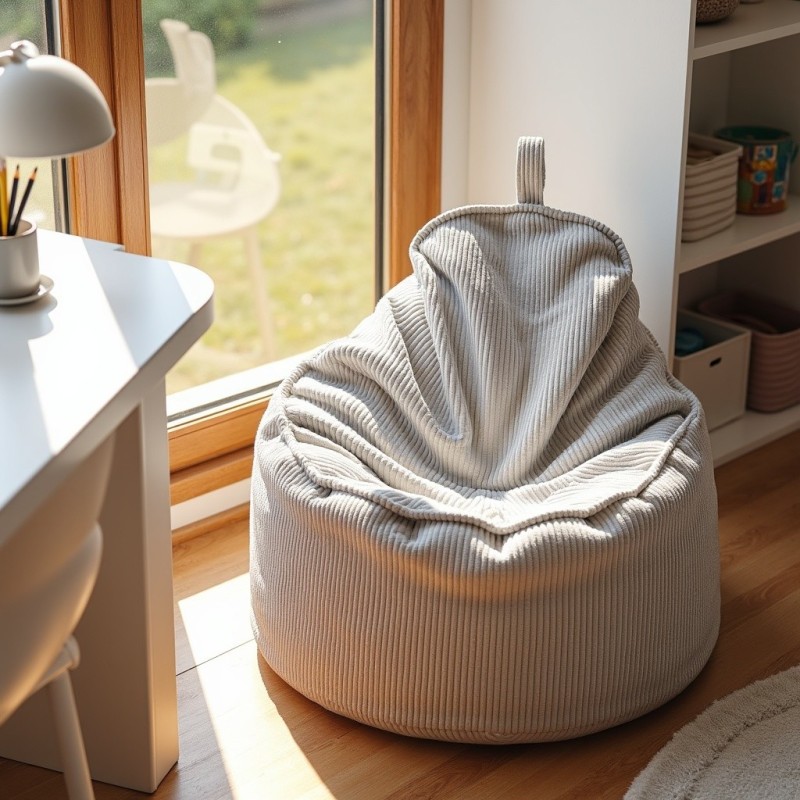 Pufa Worek z Oparciem Szary Sztruks ALTI - wygodna i elegancka | Domyou.pl