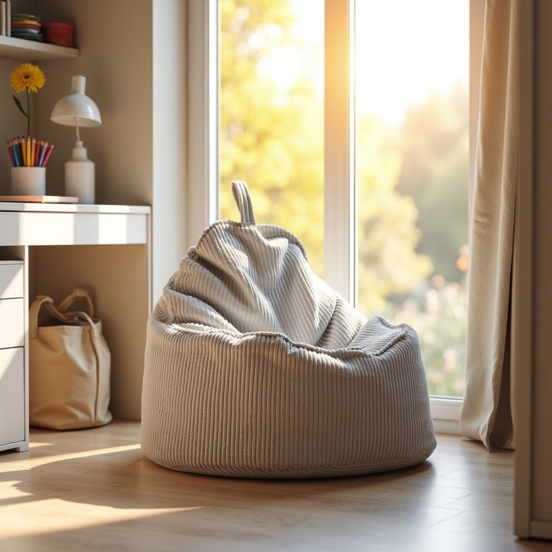 Pufa Worek z Oparciem Szary Sztruks ALTI - wygodna i elegancka | Domyou.pl