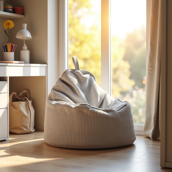 Pufa Worek z Oparciem Szary Sztruks ALTI - wygodna i elegancka | Domyou.pl