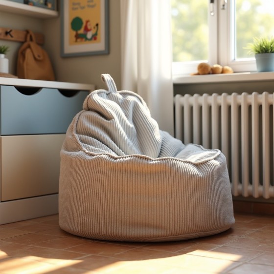 Pufa Worek z Oparciem Szary Sztruks ALTI - wygodna i elegancka | Domyou.pl