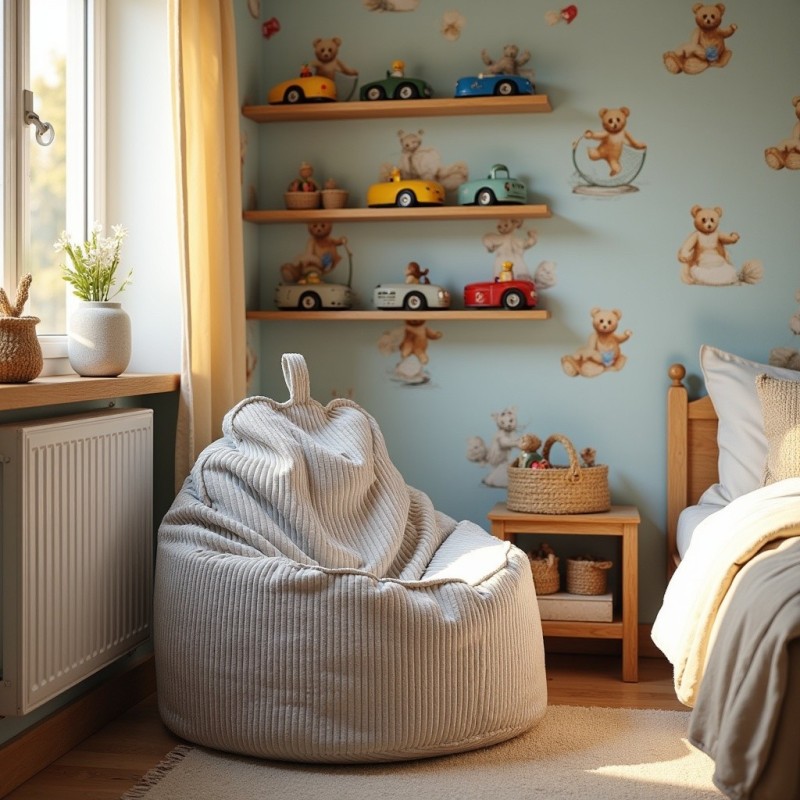 Pufa Worek z Oparciem Szary Sztruks ALTI - wygodna i elegancka | Domyou.pl