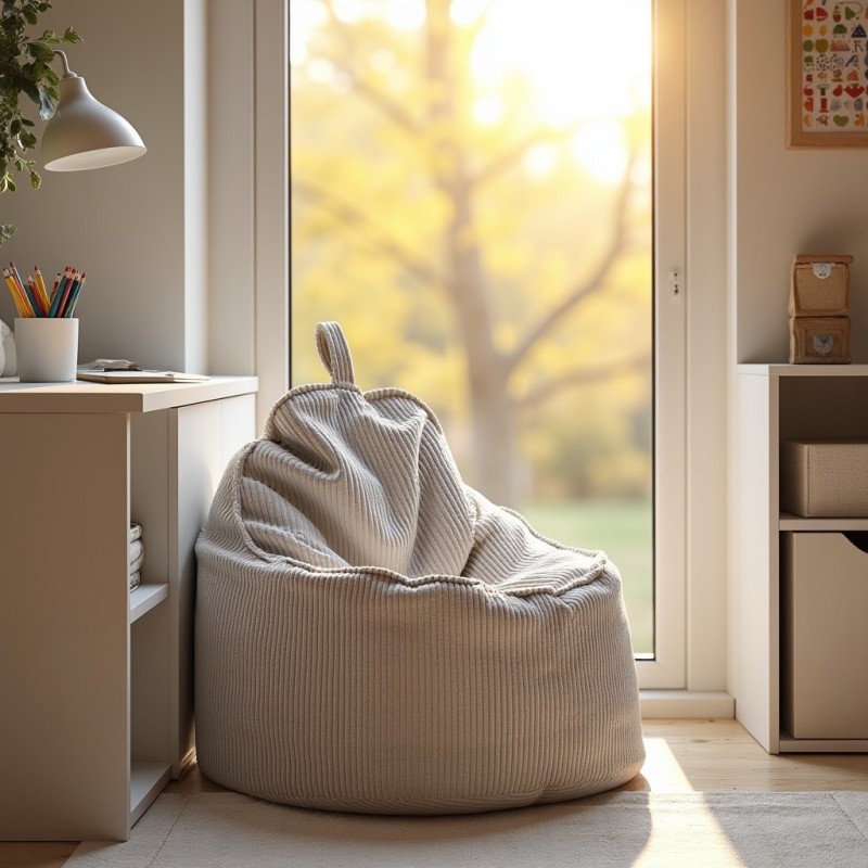 Pufa Worek z Oparciem Szary Sztruks ALTI - wygodna i elegancka | Domyou.pl