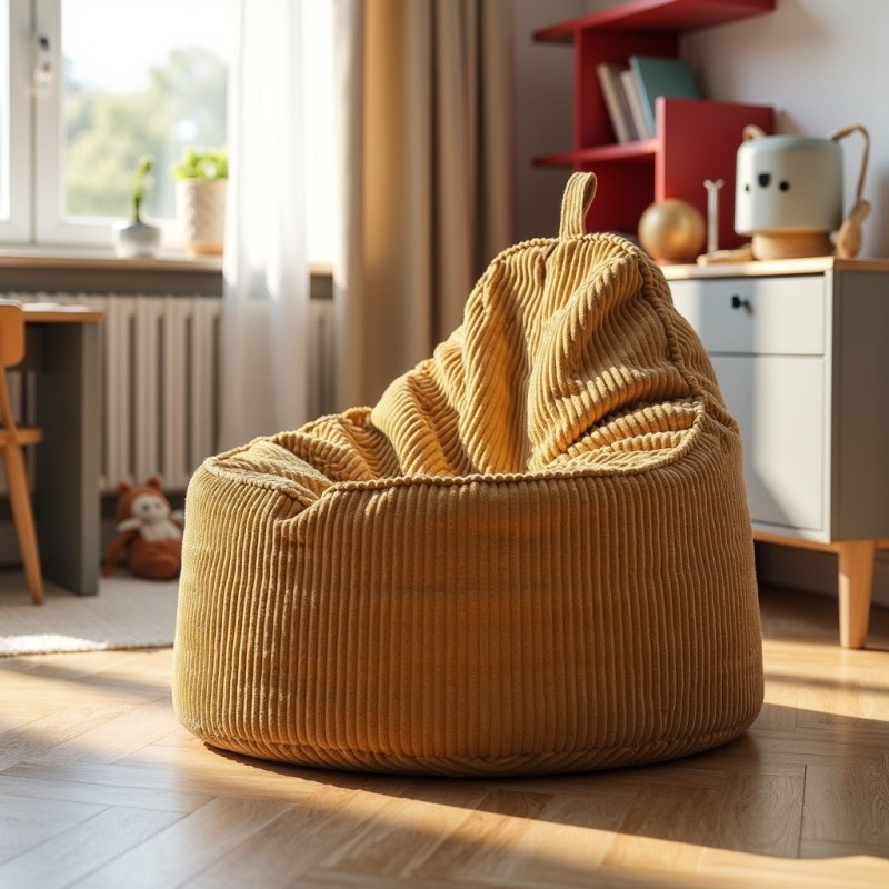 Pufa Worek Z Oparciem Musztardowy Sztruks ALTI