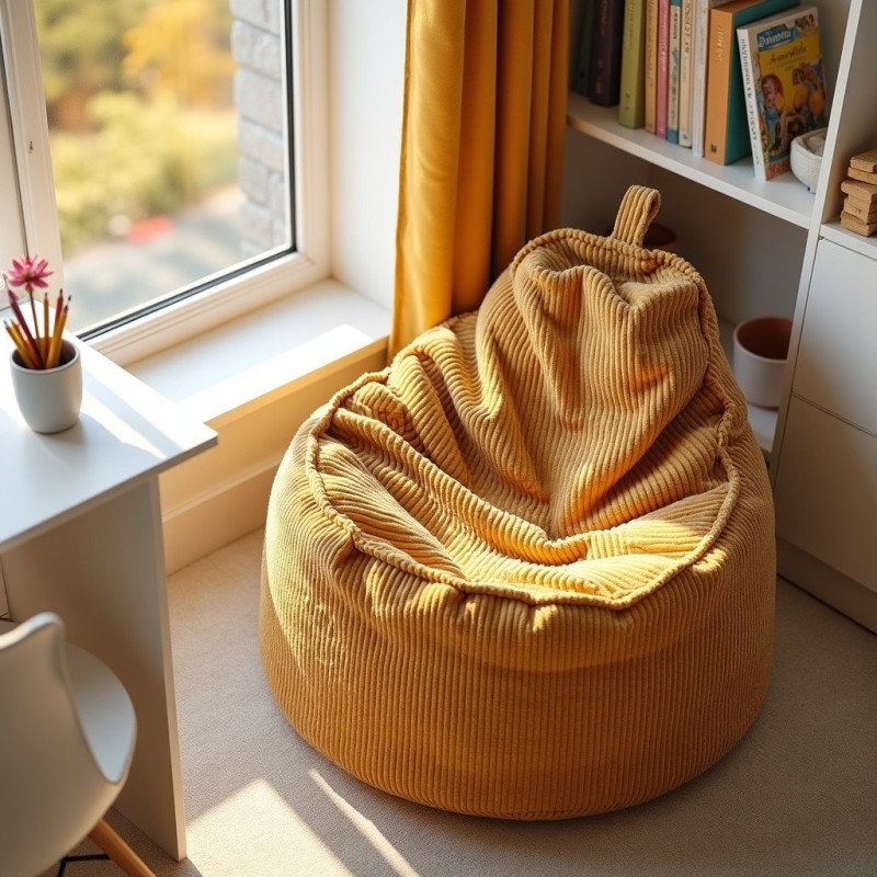 Pufa Worek Z Oparciem Musztardowy Sztruks ALTI