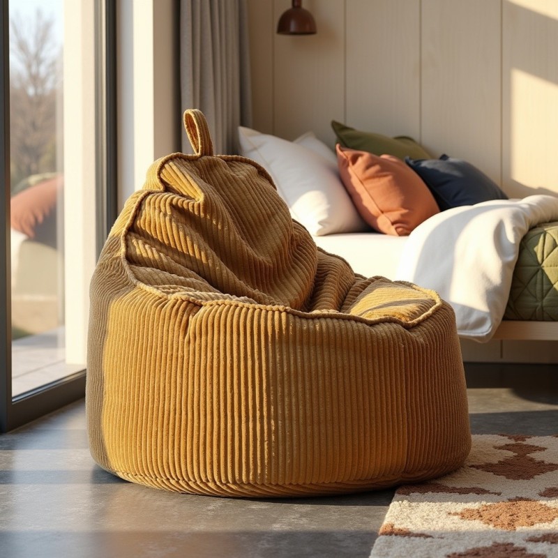 Pufa Worek Z Oparciem Musztardowy Sztruks ALTI