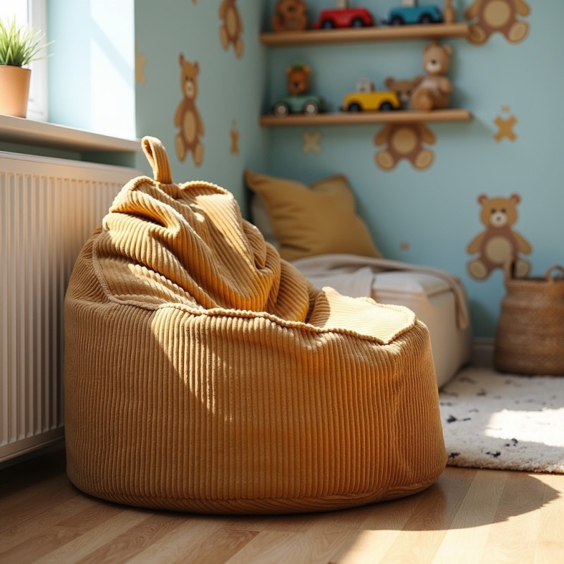 Pufa Worek Z Oparciem Musztardowy Sztruks ALTI