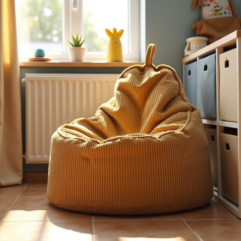 Pufa Worek Z Oparciem Musztardowy Sztruks ALTI