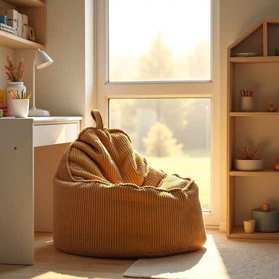 Pufa Worek Z Oparciem Musztardowy Sztruks ALTI