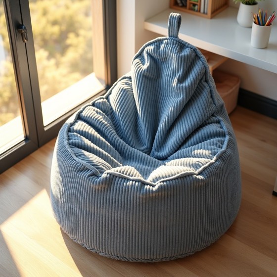 Pufa Worek z Oparciem Niebieski Sztruks ALTI  | Domyou.pl