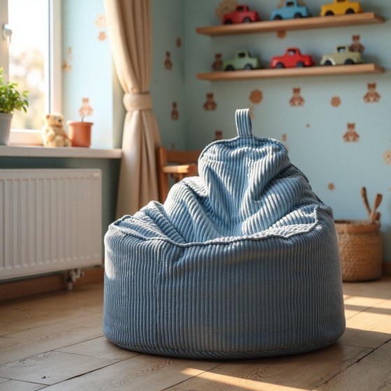 Pufa Worek z Oparciem Niebieski Sztruks ALTI  | Domyou.pl