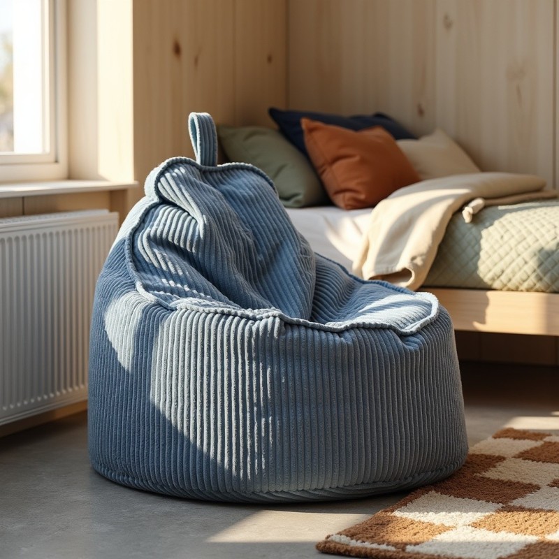 Pufa Worek z Oparciem Niebieski Sztruks ALTI  | Domyou.pl