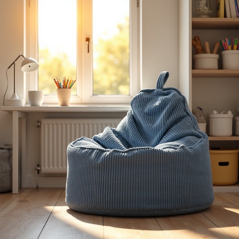 Pufa Worek z Oparciem Niebieski Sztruks ALTI  | Domyou.pl