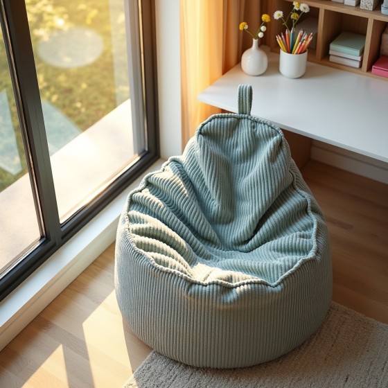 Pufa z Oparciem Miętowy Sztruks ALTI - świeżość koloru | Domyou.pl