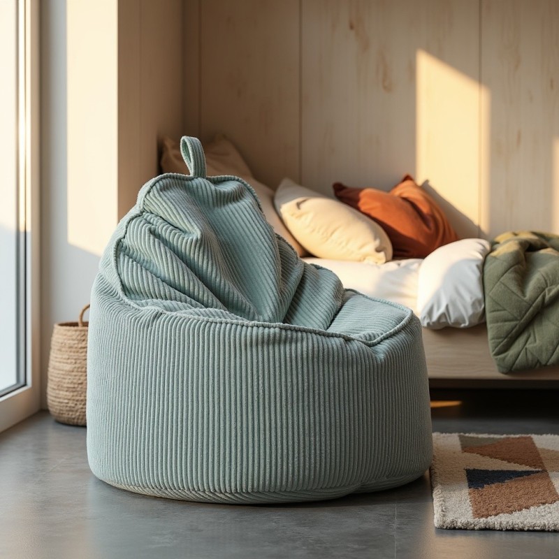 Pufa z Oparciem Miętowy Sztruks ALTI - świeżość koloru | Domyou.pl