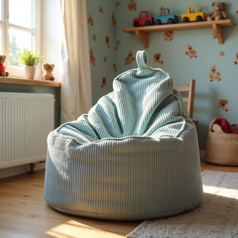 Pufa z Oparciem Miętowy Sztruks ALTI - świeżość koloru | Domyou.pl