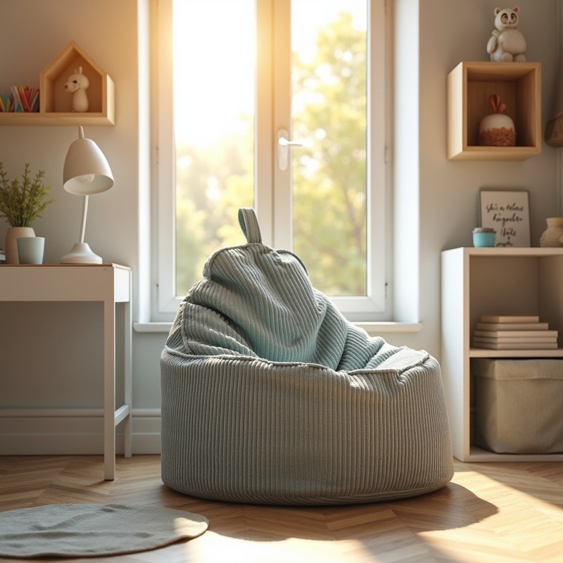 Pufa z Oparciem Miętowy Sztruks ALTI - świeżość koloru | Domyou.pl