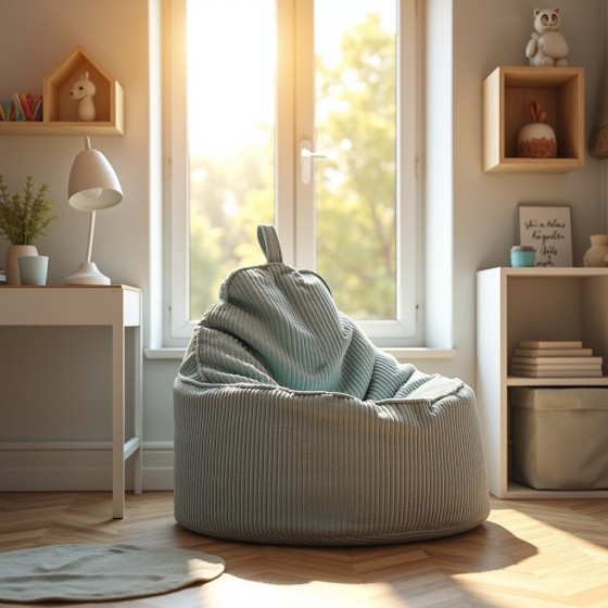 Pufa z Oparciem Miętowy Sztruks ALTI - świeżość koloru | Domyou.pl