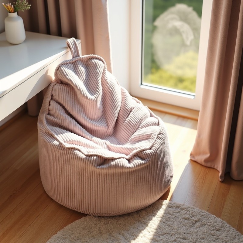 Pufa Worek Z Oparciem Blady Różowy Sztruks ALTI