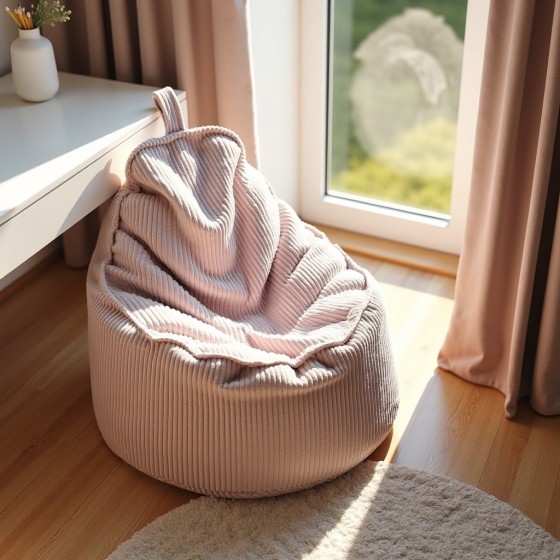 Pufa Worek Z Oparciem Blady Różowy Sztruks ALTI