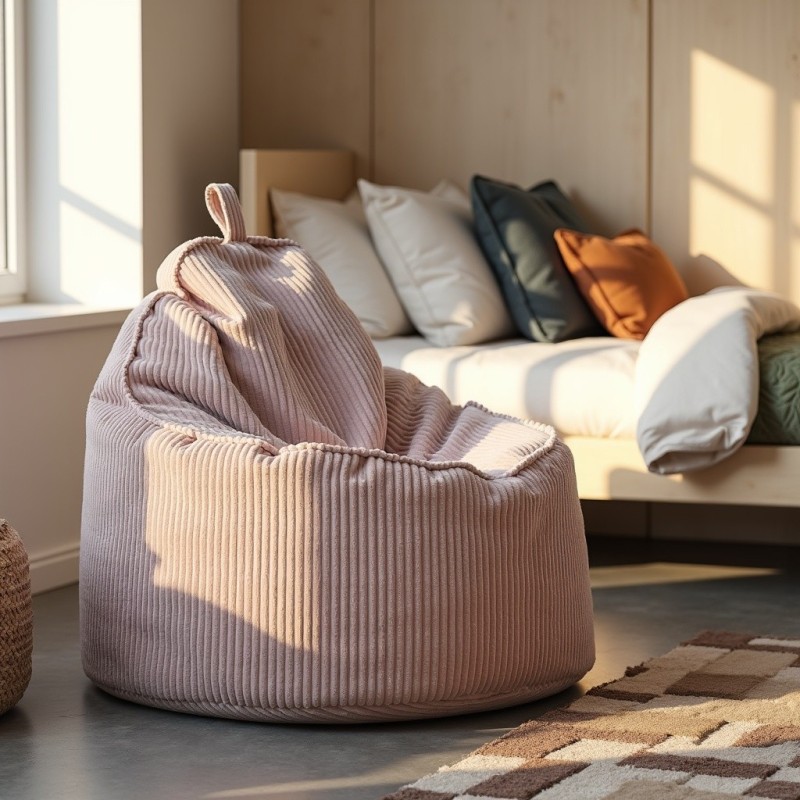 Pufa Worek Z Oparciem Blady Różowy Sztruks ALTI