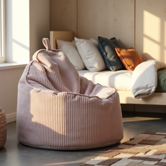 Pufa Worek Z Oparciem Blady Różowy Sztruks ALTI