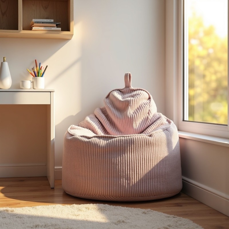 Pufa Worek Z Oparciem Blady Różowy Sztruks ALTI