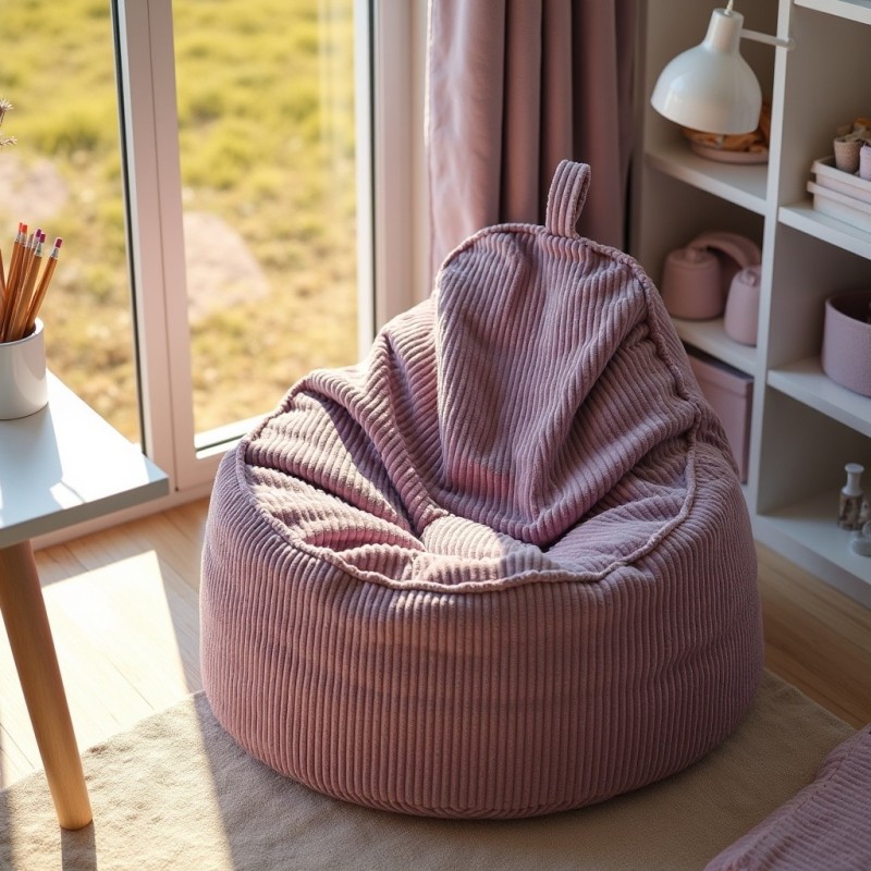 Pufa z Oparciem Fioletowy Sztruks ALTI - elegancja i wygoda | Domyou.pl