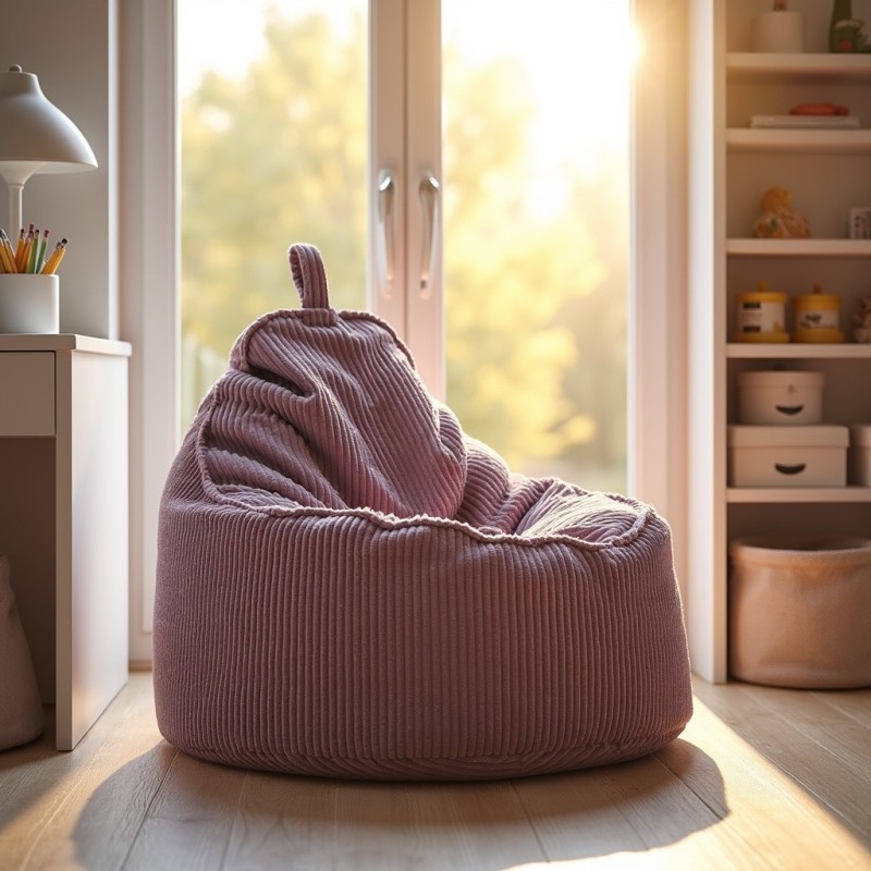 Pufa z Oparciem Fioletowy Sztruks ALTI - elegancja i wygoda | Domyou.pl